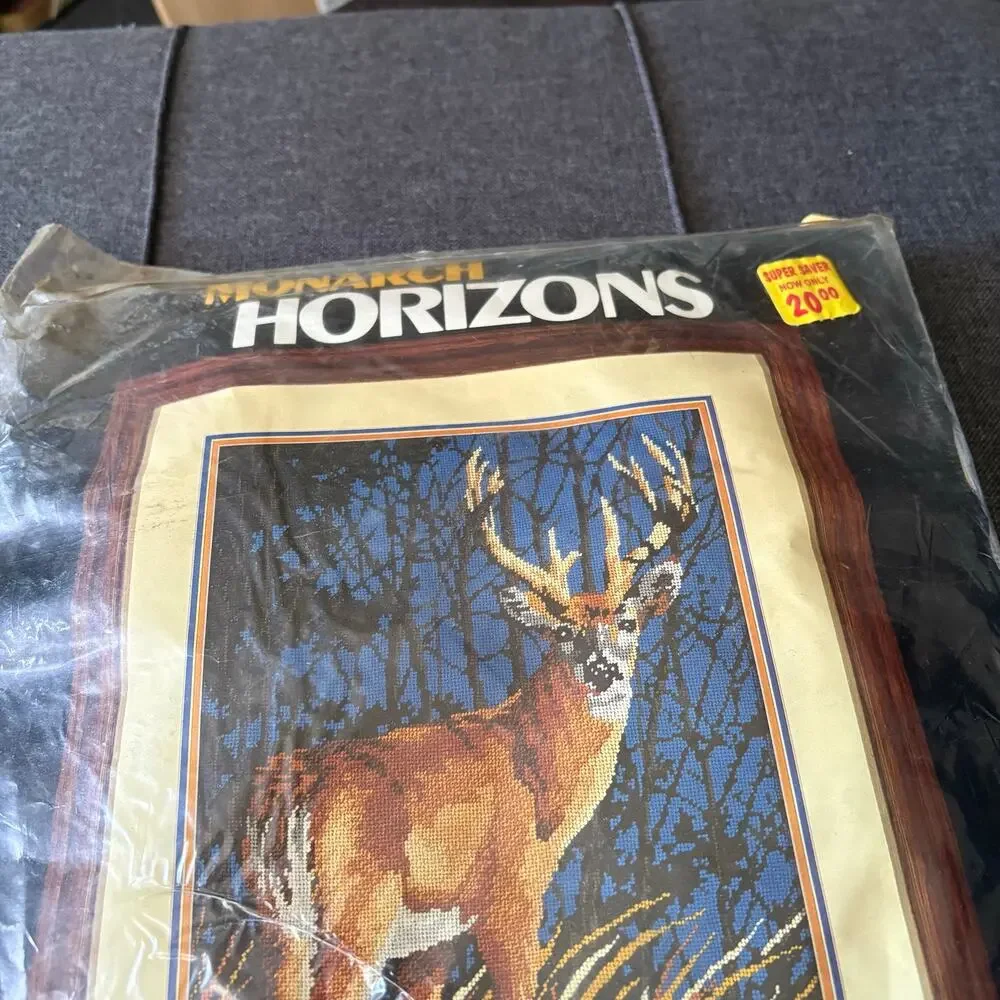 White Tail Deer Vintage Large Stamped Needlepoint Kit by Monarch Horizons - 1984